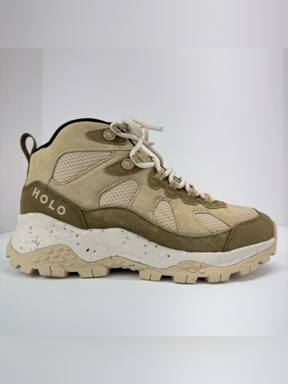 HOLO size 8 Women’s Green Tan Khaki Suede Lace Up Troy Mid Hiking Boots
